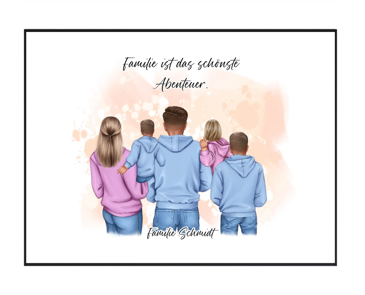 Familie 2-5 Kinder verschiedenen Größen Poster