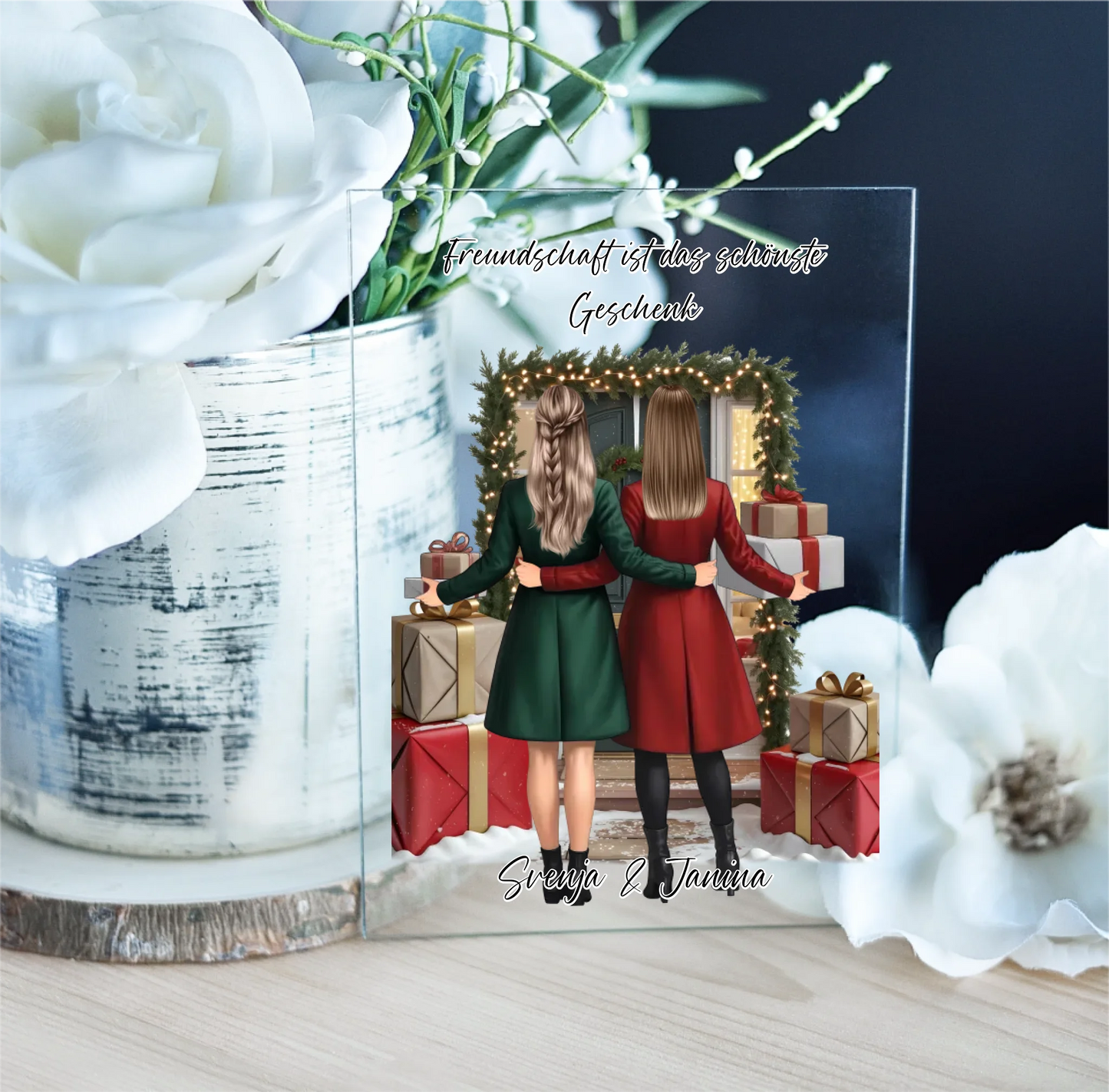 Freundinnen mit Geschenk Acrylschild