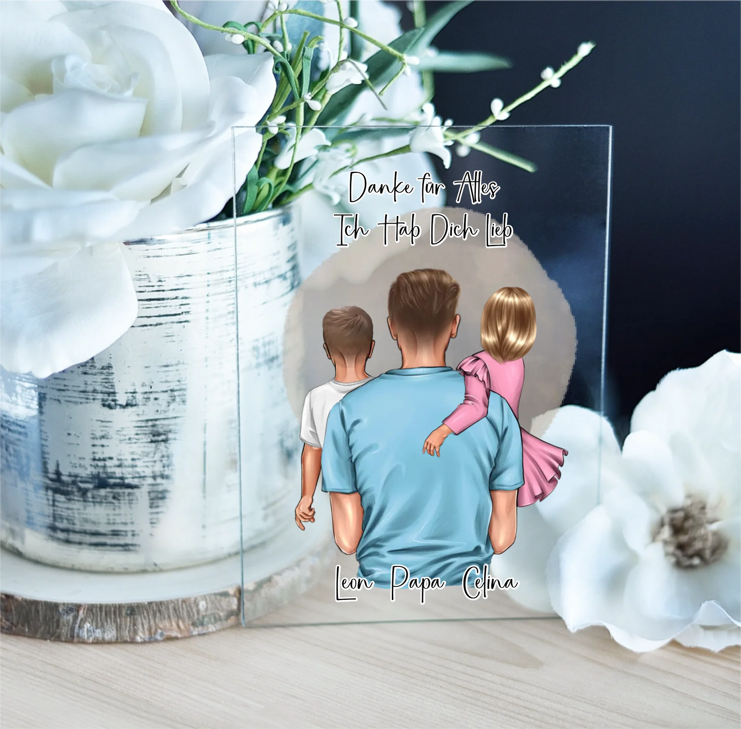 Papa & 1-2 Kinder Acrylschild