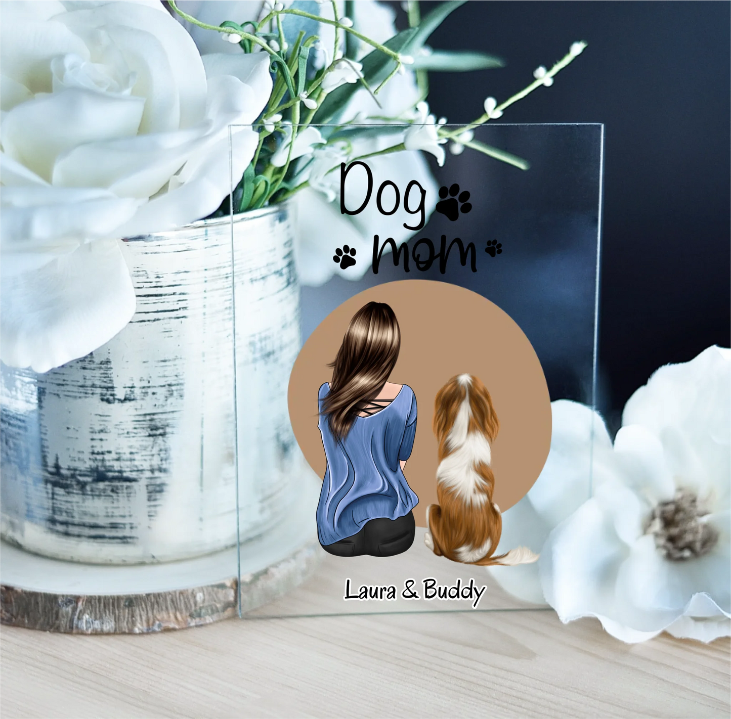 Frauchen/Herrchen mit Haustier Acrylschild