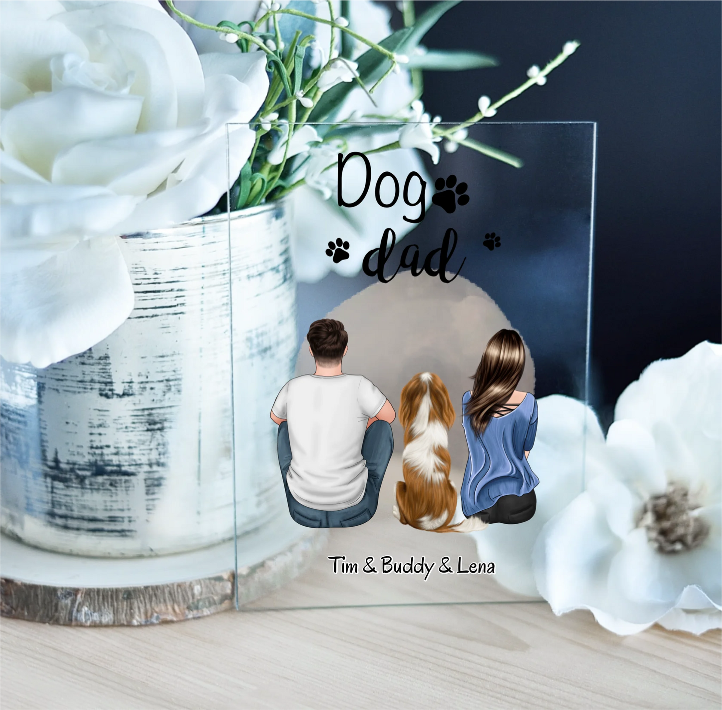 Mann & Frau mit 1-2 Haustieren Acrylschild