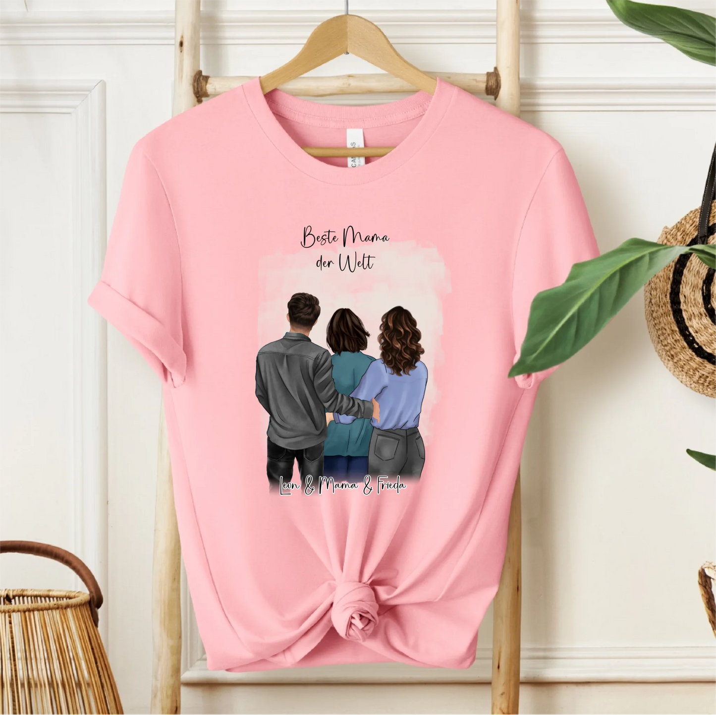 Mutter mit Sohn & Tochter/Töchter T-Shirt (3-4 Personen)