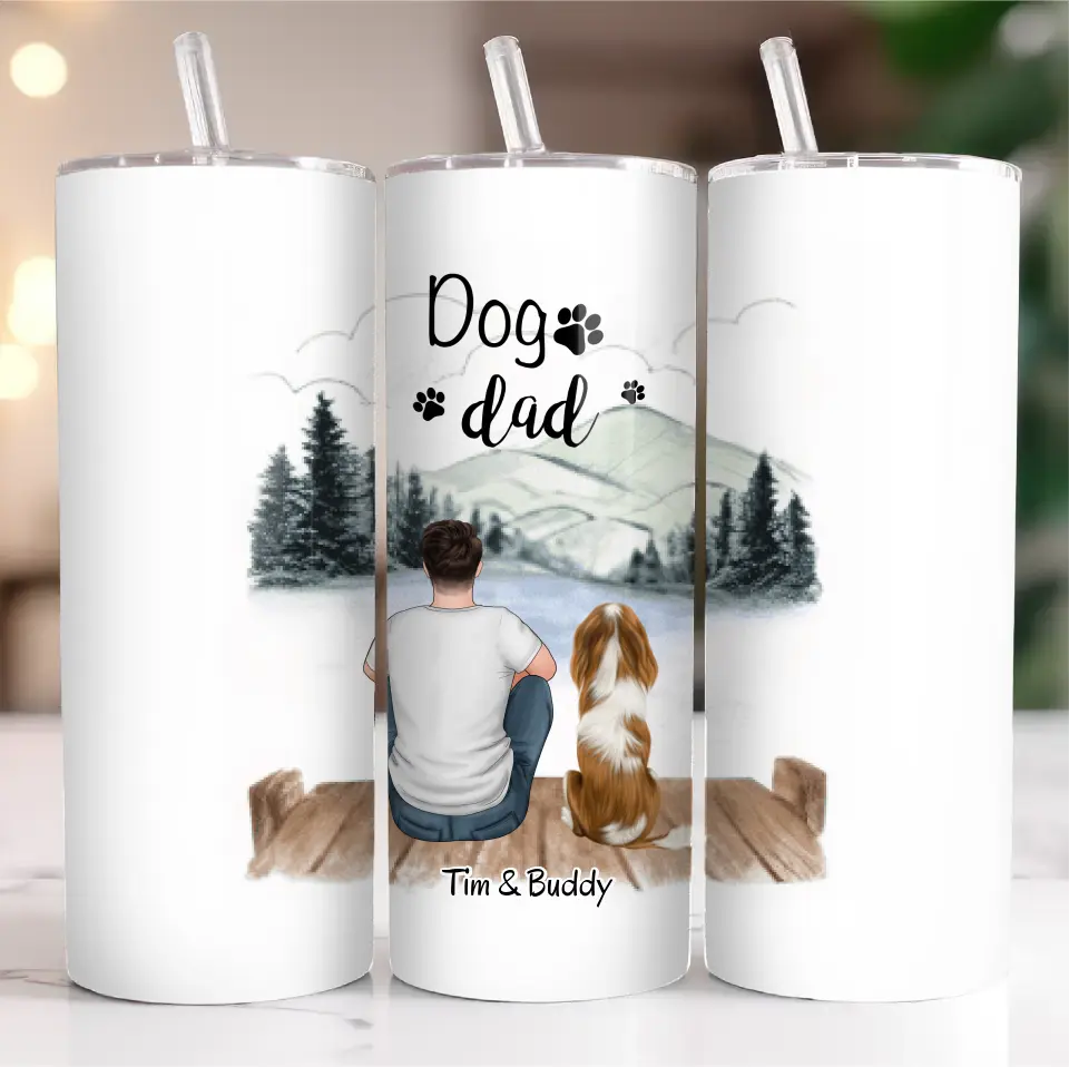 Frau/Mann mit Hund/Katze Haustier Tasse / Thermobecher