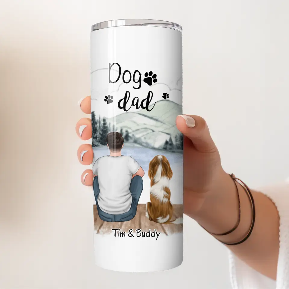 Frau/Mann mit Hund/Katze Haustier Tasse / Thermobecher