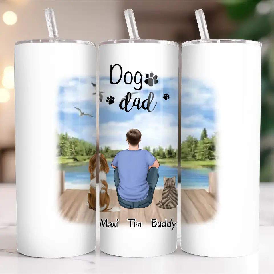 Mann/Frau mit 2 Haustieren Tasse / Thermobecher