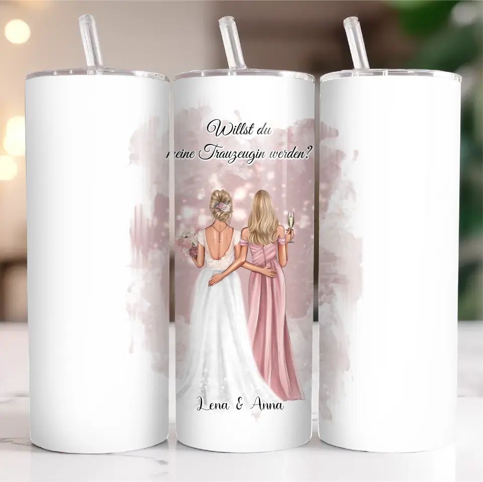 Braut & Trauzeugin Tasse / Thermobecher