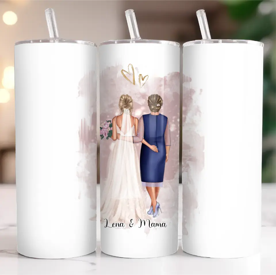 Braut & Mutter Tasse / Thermobecher Personalisiert