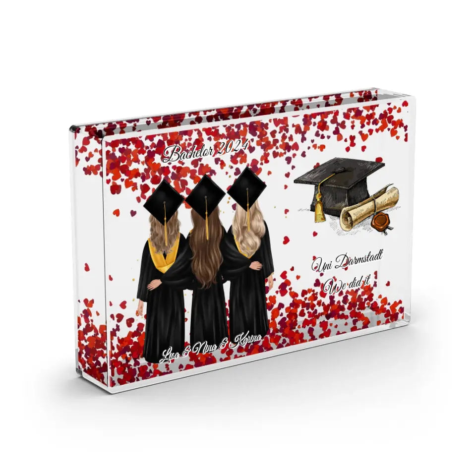 Abschluss 2-4 Freundinnen - Schneekugel Herz Pailletten