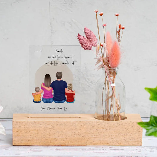 Familie 3-5 Personen Acrylschild mit Vase