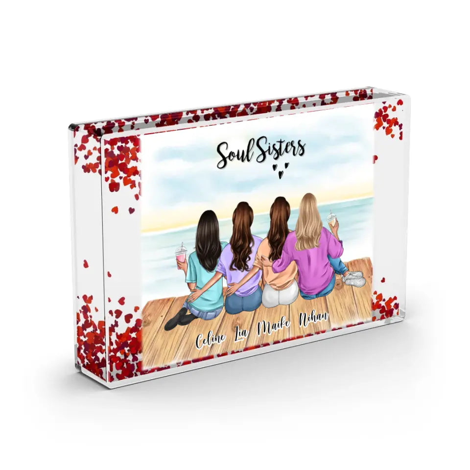 2-4 Freundinnen - Schneekugel Herz Pailletten