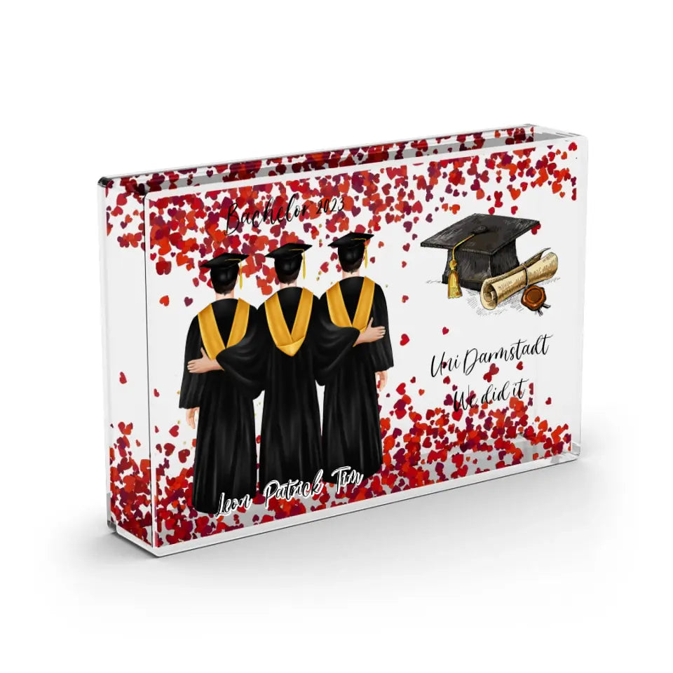 Abschluss 2-4 Freunde - Schneekugel Herz Pailletten