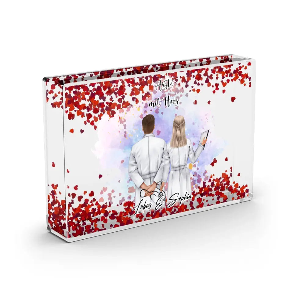 2 Ärzte - Schneekugel Herz Pailletten