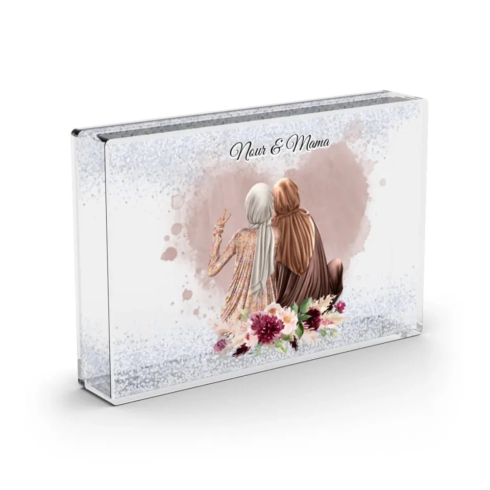 Muslim Mama & Tochter - Schneekugel Schnee