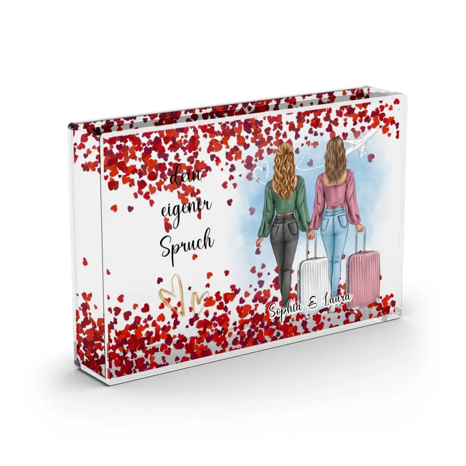 1-2 Reise Freundinnen - Schneekugel Herz Pailletten