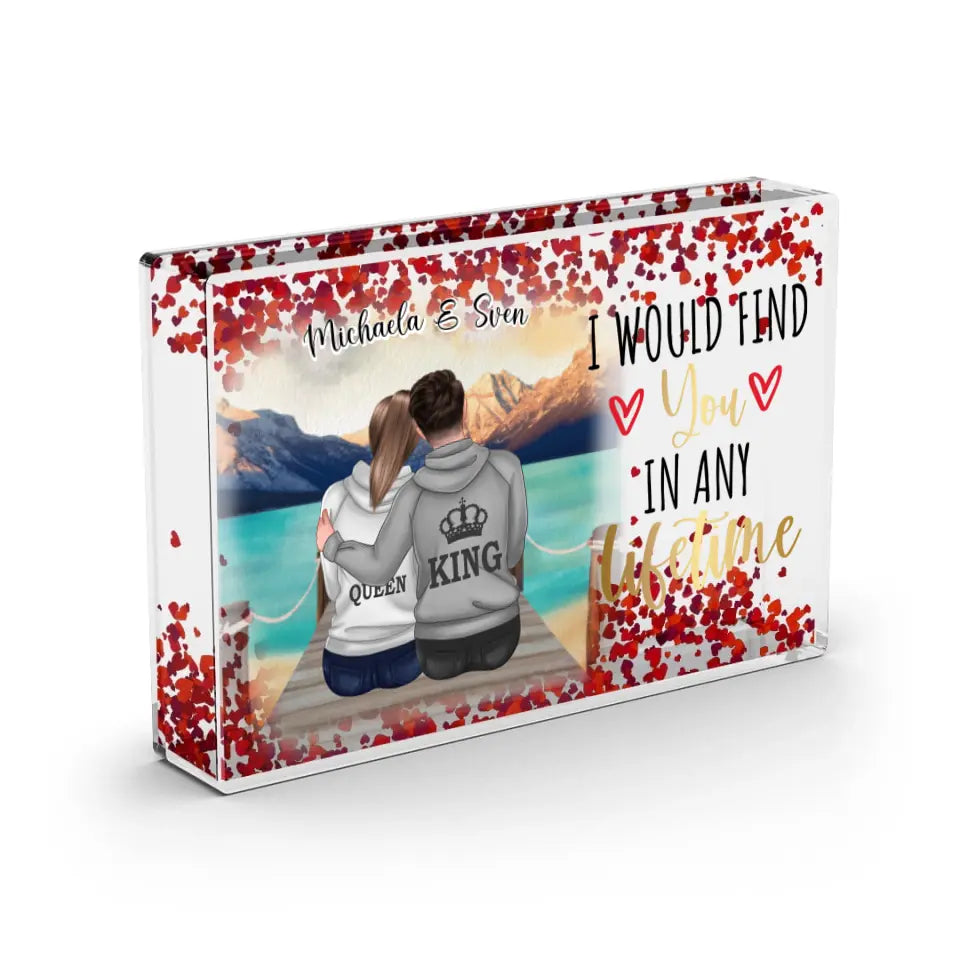 Paar Geschenkidee - Schneekugel Herz Pailletten