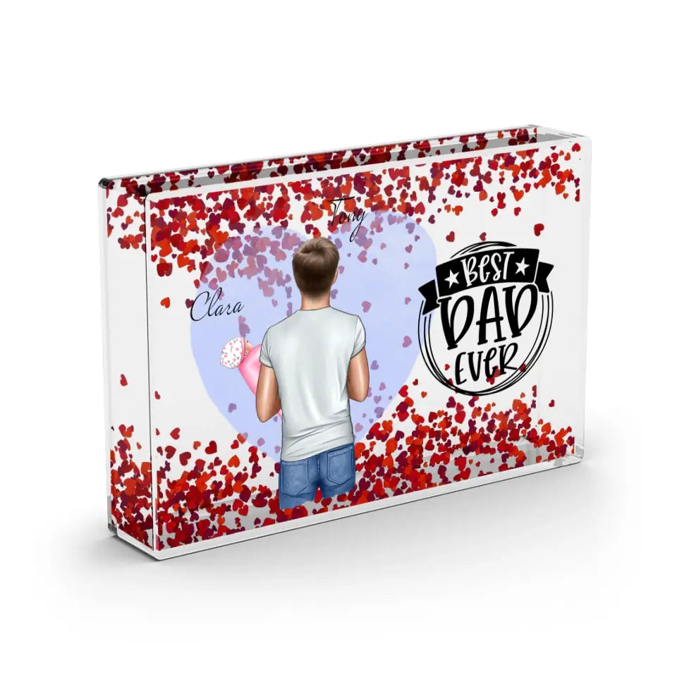 Papa & Baby - Schneekugel Herz Pailletten