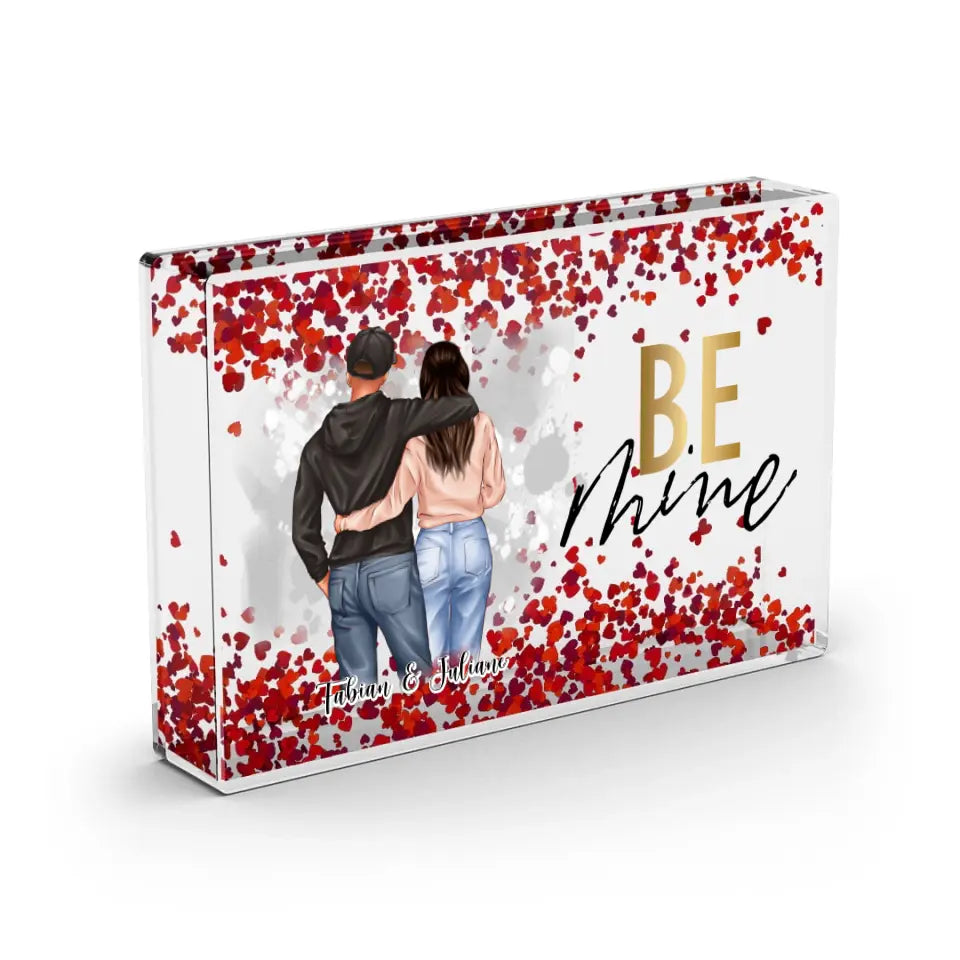 Paar LOVE - Schneekugel Herz Pailletten