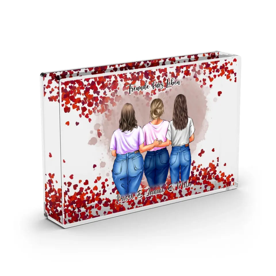 2-3  Freundinnen Curvy/Skinny - Schneekugel Herz Pailletten