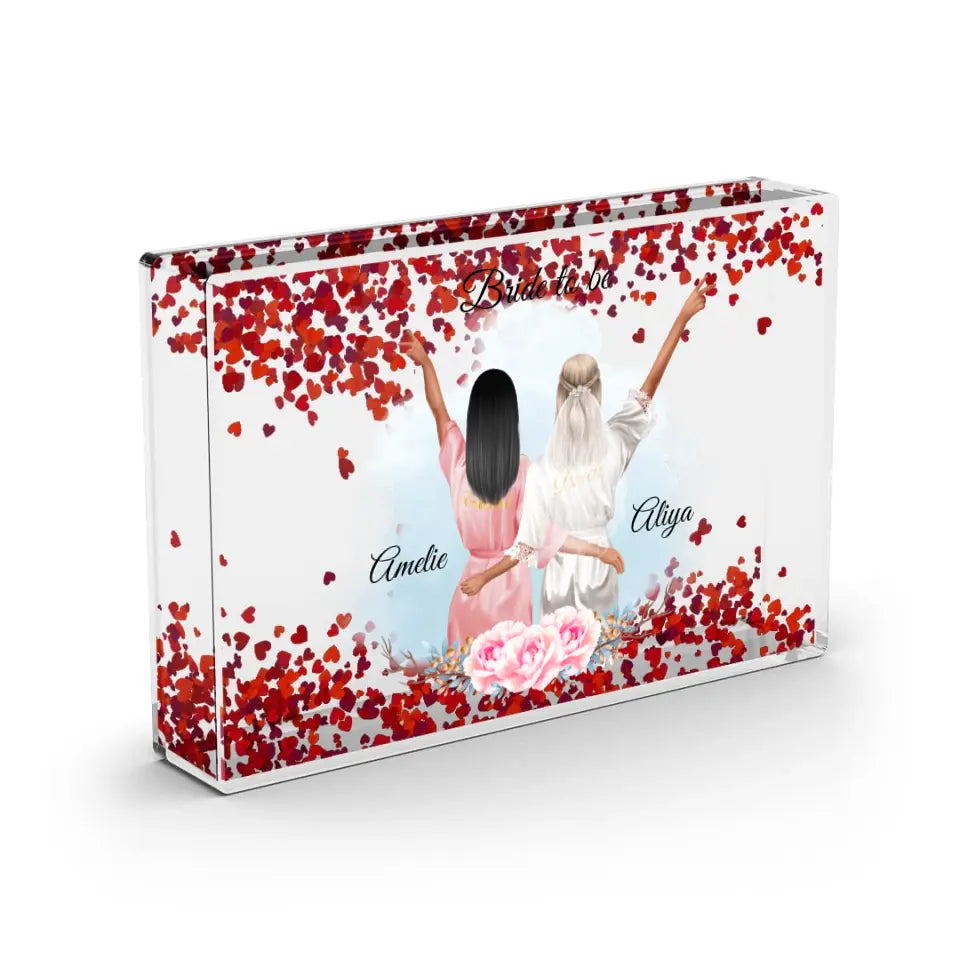 Braut & Freundin - Schneekugel Herz Pailletten