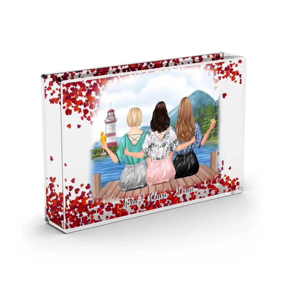 2-3 Beste Freundinnen - Schneekugel Herz Pailletten