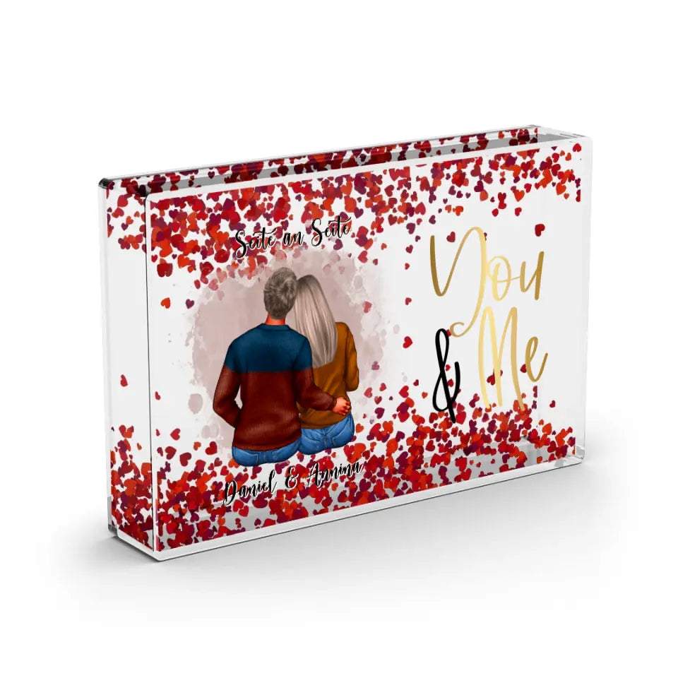 Paar - Schneekugel Herz Pailletten