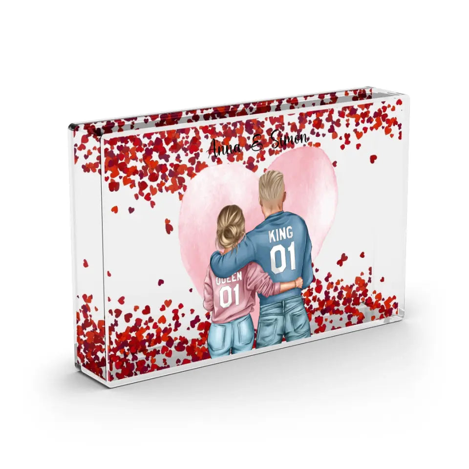 Paar - Schneekugel Herz Pailletten