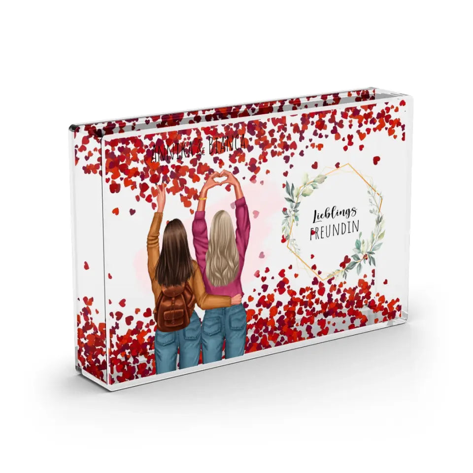 2-3 Freundinnen - Schneekugel Herz Pailletten