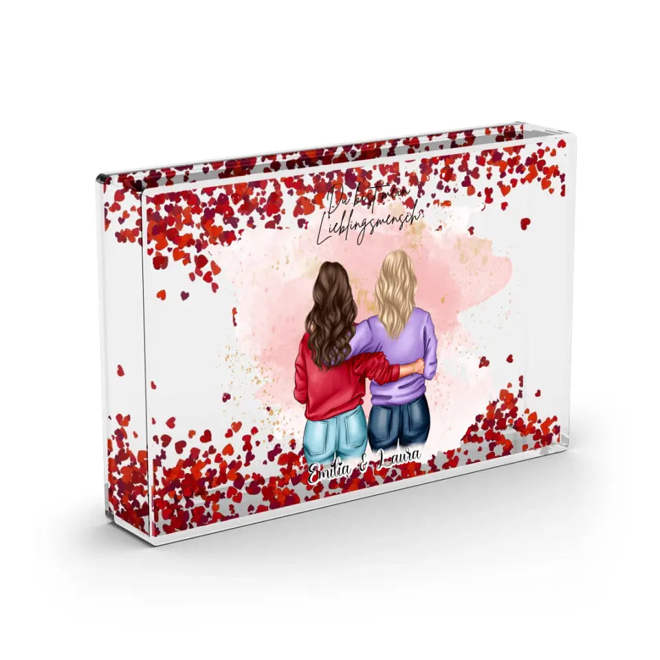 2-4 Freundinnen - Schneekugel Herz Pailletten