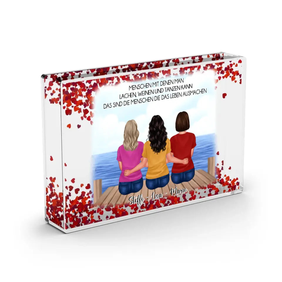 3-5 Beste Freundinnen - Schneekugel Herz Pailletten