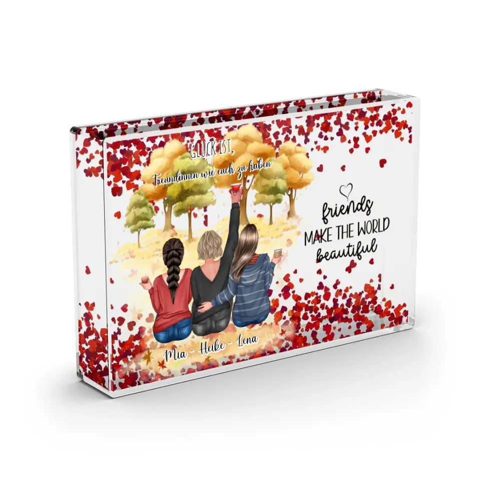 2-3 Freundinnen - Schneekugel Herz Pailletten