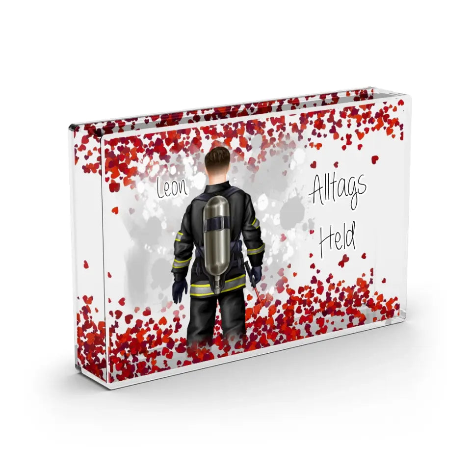 1-2 Personen Feuerwehr - Schneekugel Herz Pailletten