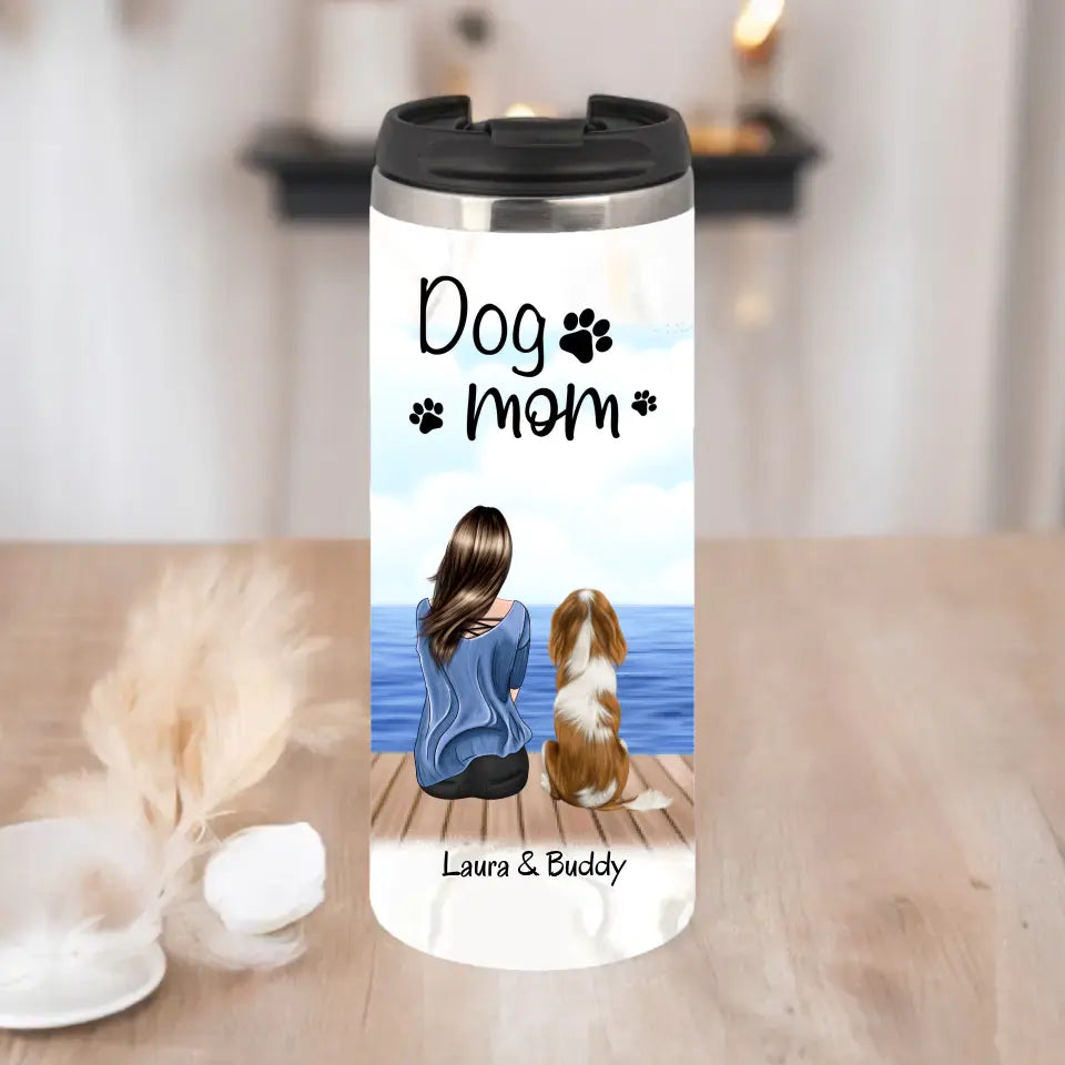 Frau/Mann mit Hund/Katze Haustier Tasse / Thermobecher