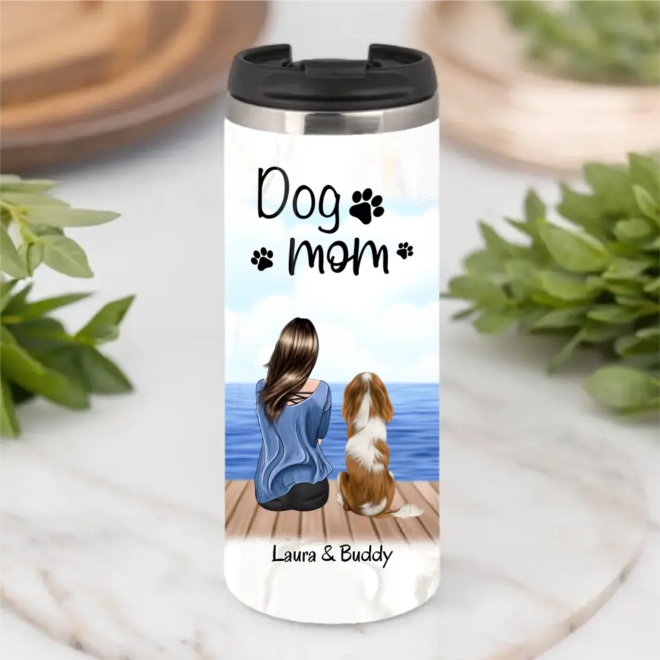 Frau/Mann mit Hund/Katze Haustier Tasse / Thermobecher