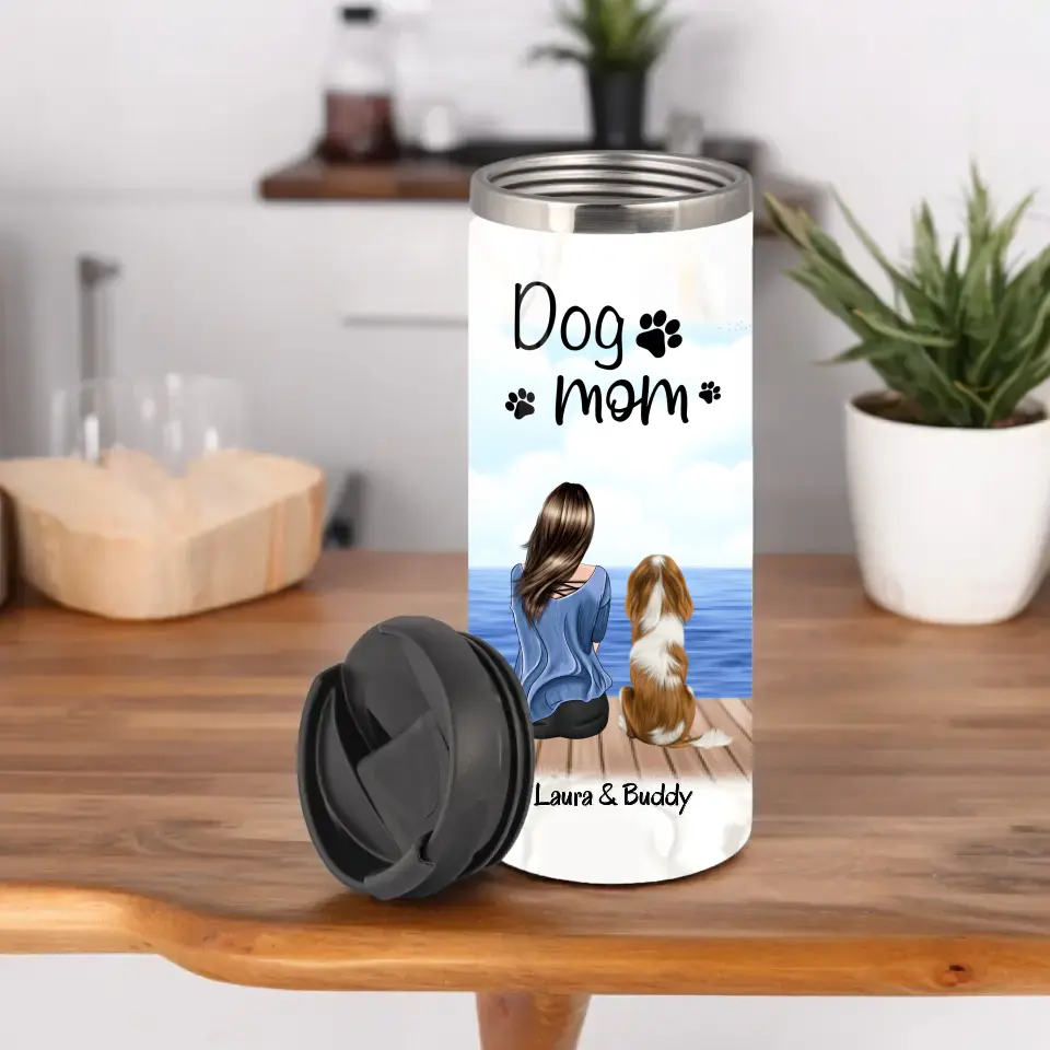 Frau/Mann mit Hund/Katze Haustier Tasse / Thermobecher