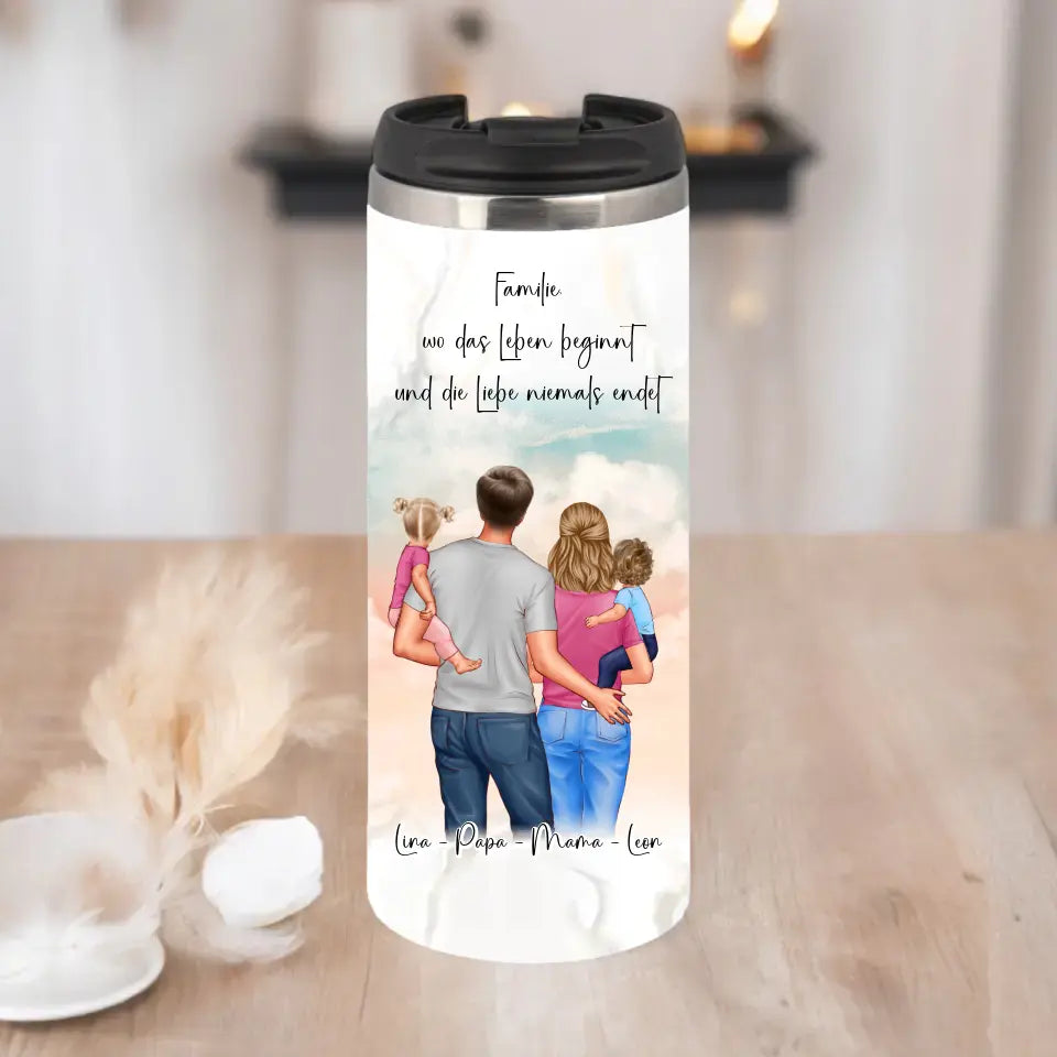 Papa, Mama und 1 oder 2 Babys Tasse / Thermobecher