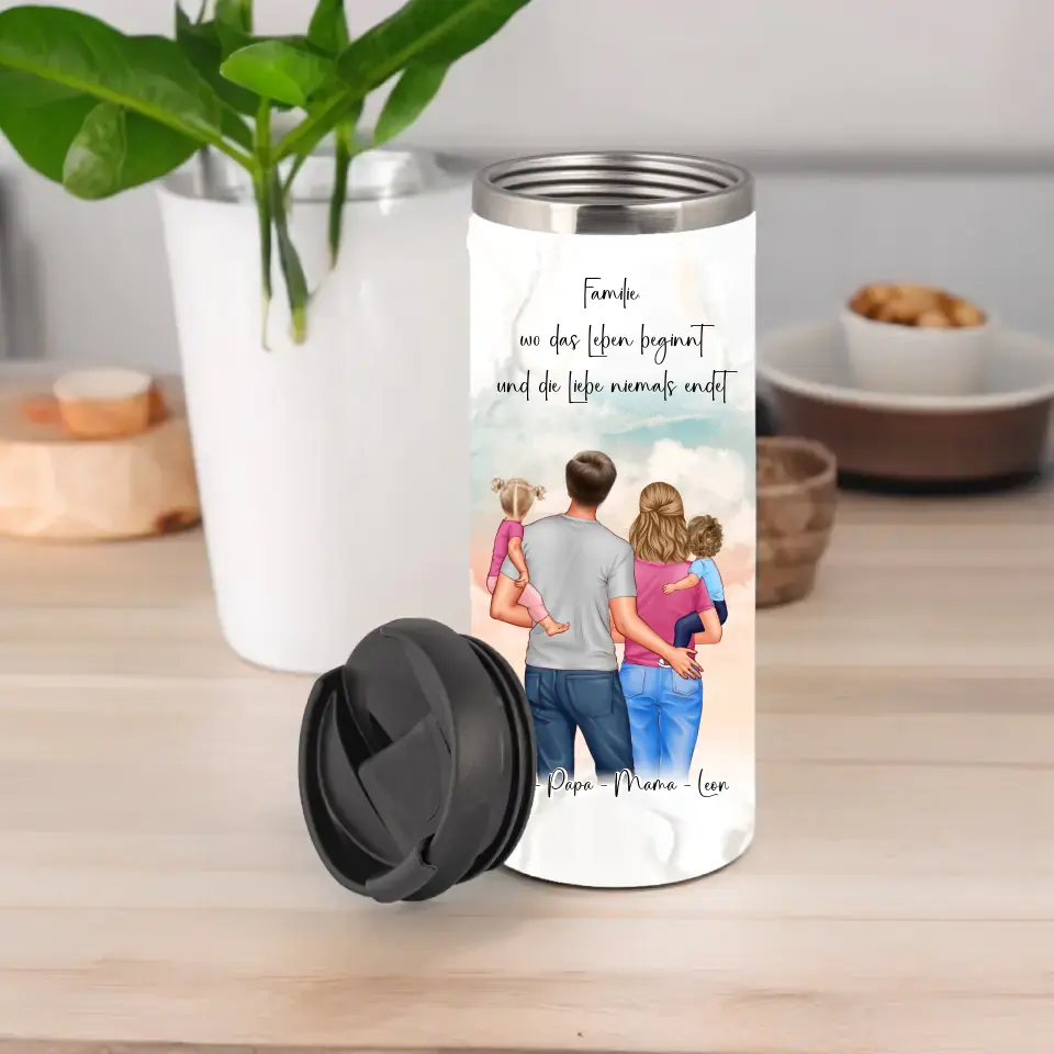 Papa, Mama und 1 oder 2 Babys Tasse / Thermobecher