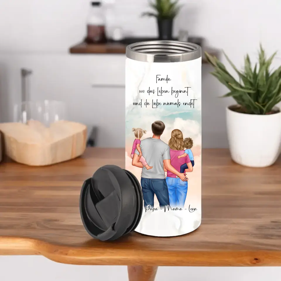 Papa, Mama und 1 oder 2 Babys Tasse / Thermobecher