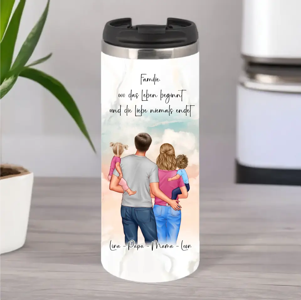 Papa, Mama und 1 oder 2 Babys Tasse / Thermobecher