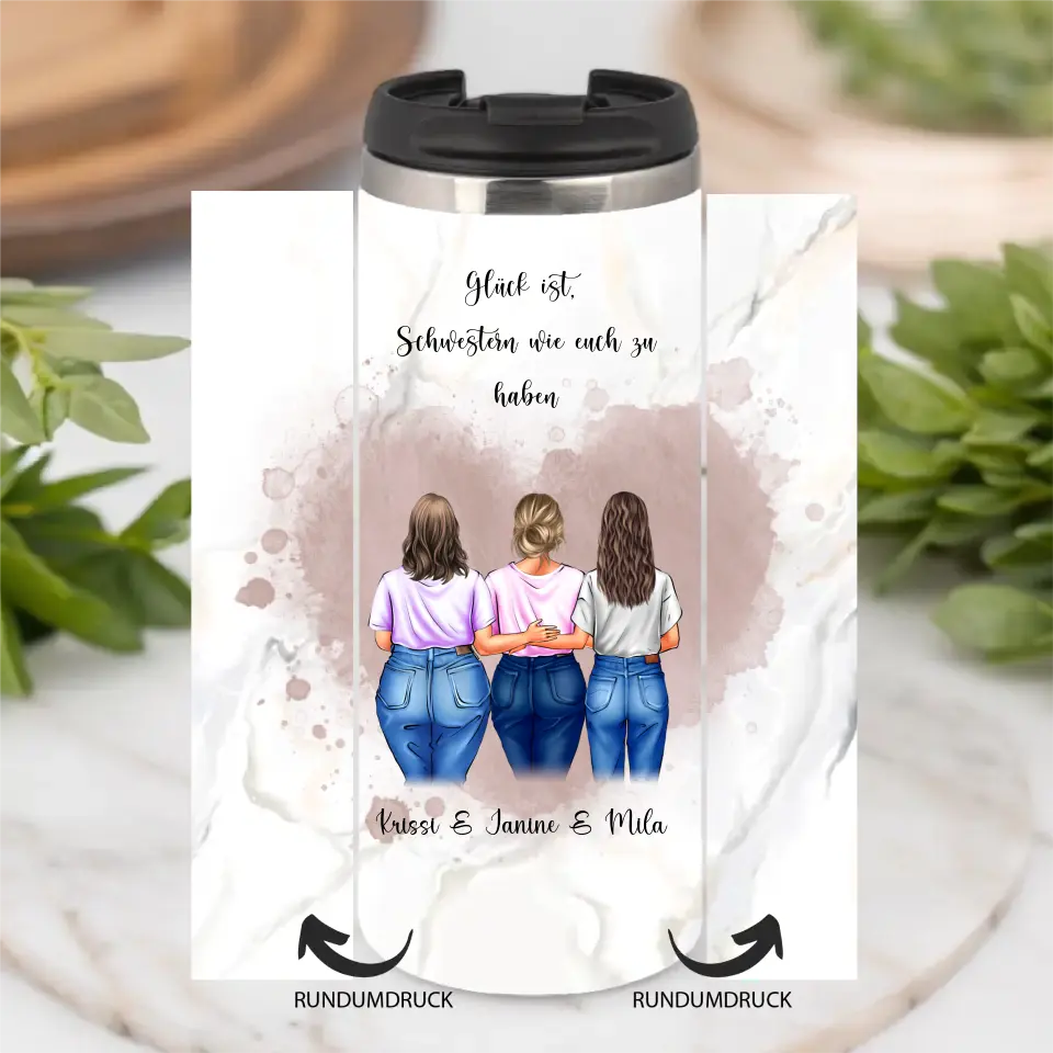 Freundin Tasse / Thermobecher Geschenk, 2-3 Freundinnen