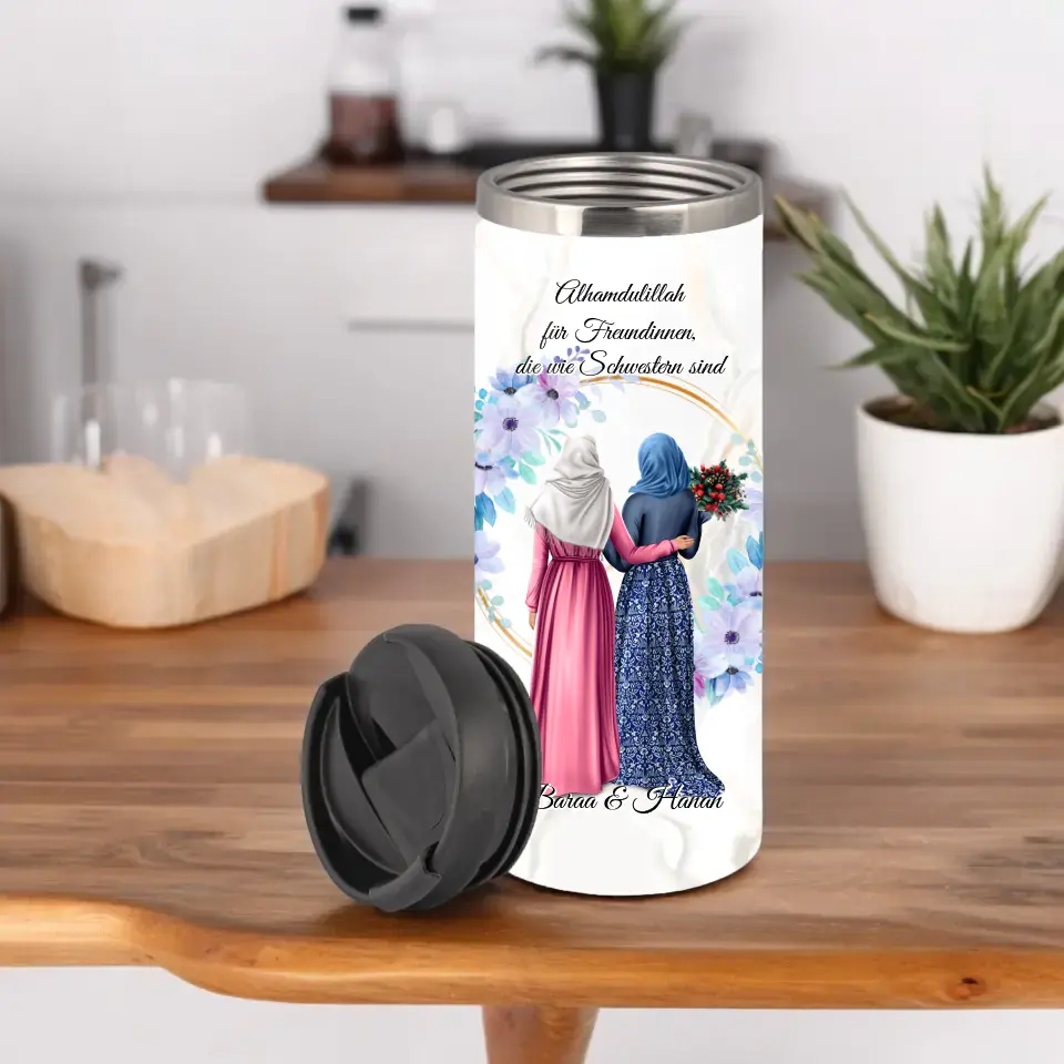 Freundinnen Tasse / Thermobecher mit Kopftuch & Haare  2-6 Freundinnen