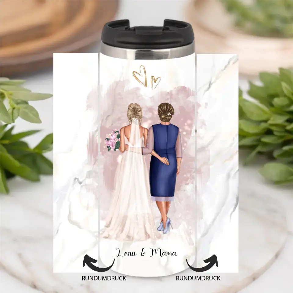 Braut & Mutter Tasse / Thermobecher Personalisiert