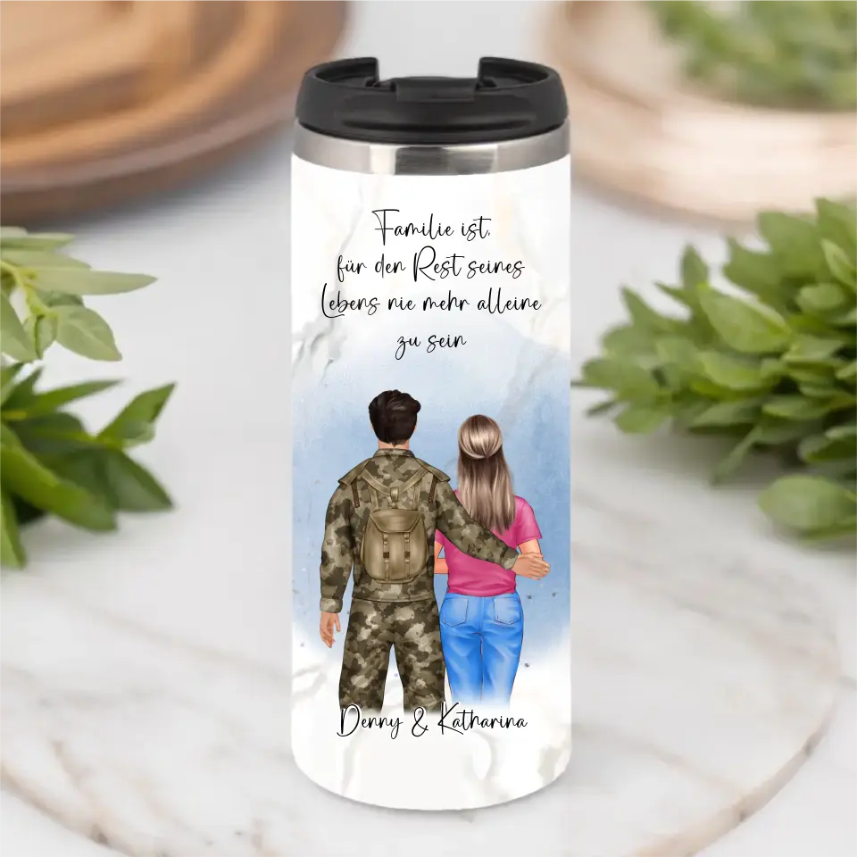 Soldat/in & Frau + 1-2 Kinder Tasse / Thermobecher