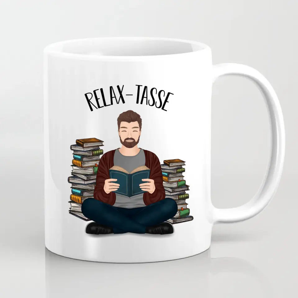 Bücherwurm Relax Tasse - Nur ein Junge der Bücher liebt