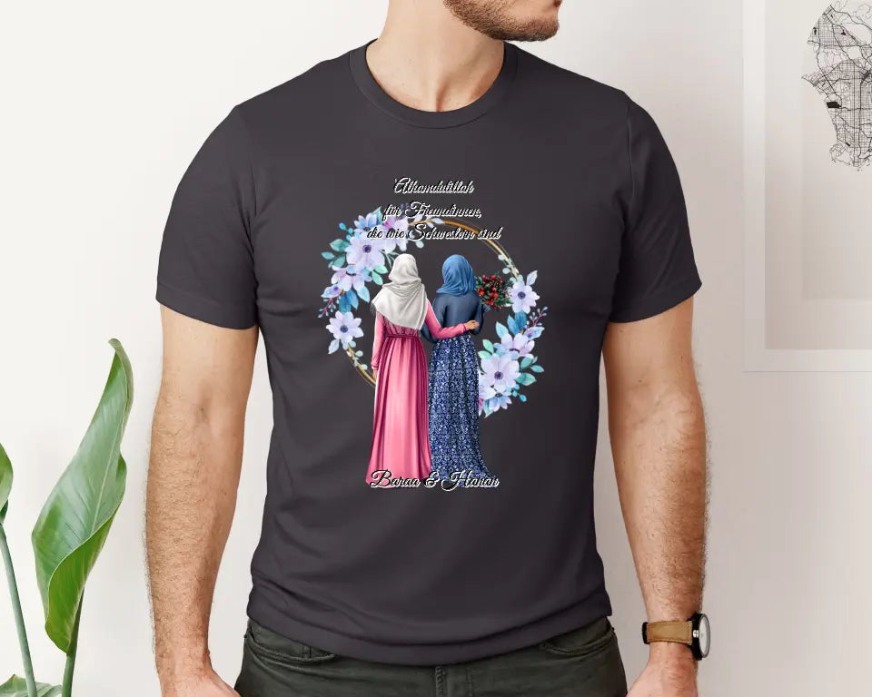 2-4 Muslim Freundinnen T-Shirt (Haare & Hijab)