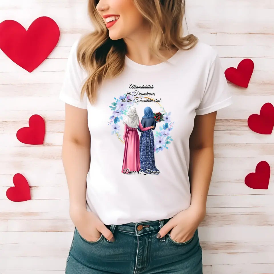 2-4 Muslim Freundinnen T-Shirt (Haare & Hijab)