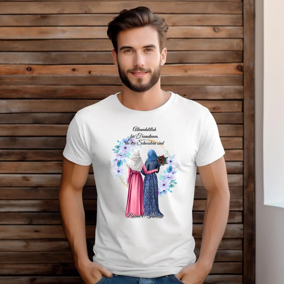 2-4 Muslim Freundinnen T-Shirt (Haare & Hijab)