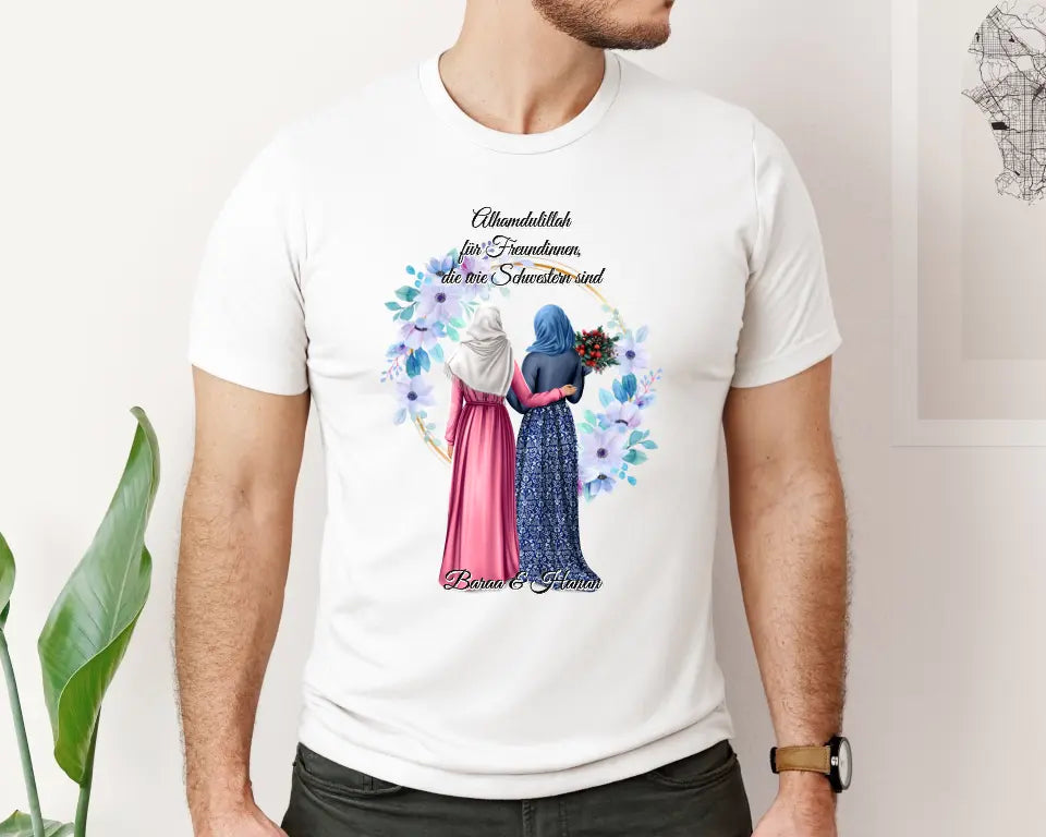 2-4 Muslim Freundinnen T-Shirt (Haare & Hijab)