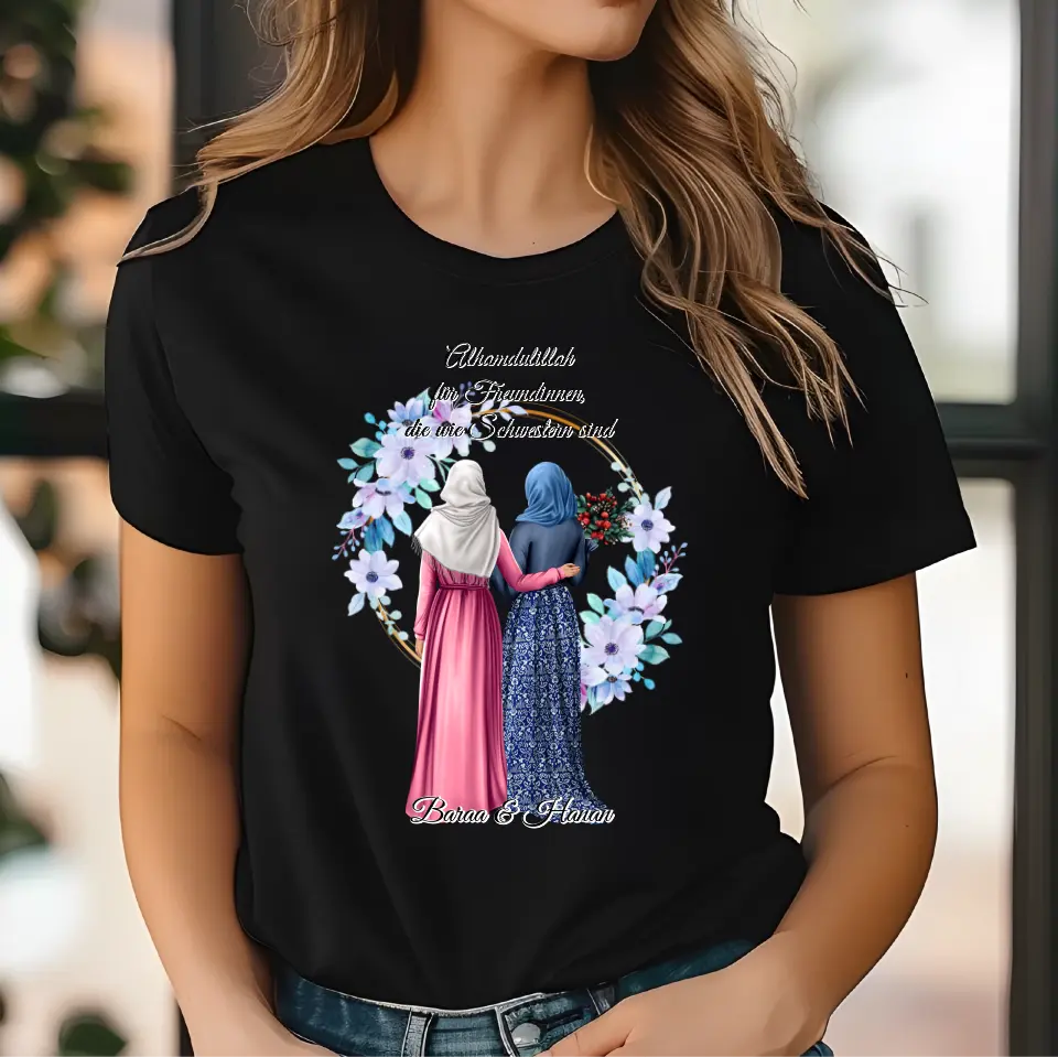 2-4 Muslim Freundinnen T-Shirt (Haare & Hijab)