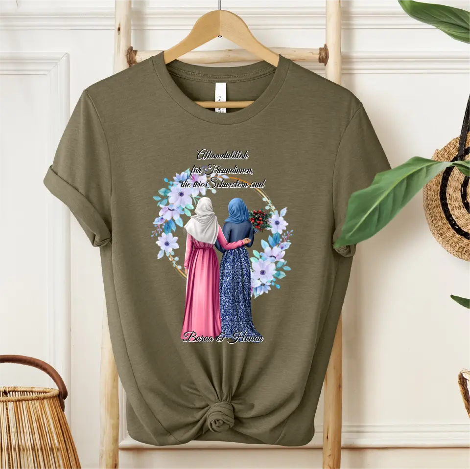 2-4 Muslim Freundinnen T-Shirt (Haare & Hijab)