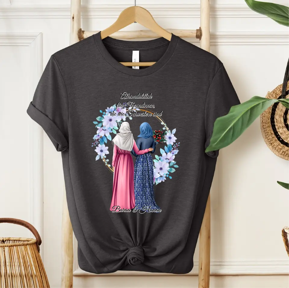 2-4 Muslim Freundinnen T-Shirt (Haare & Hijab)